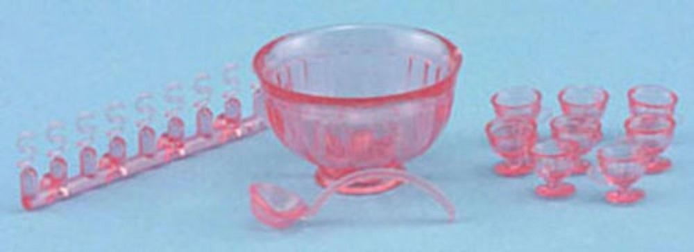 Dolls House Pink Punch Bowl Set Chrysnbon Miniature Ornaments