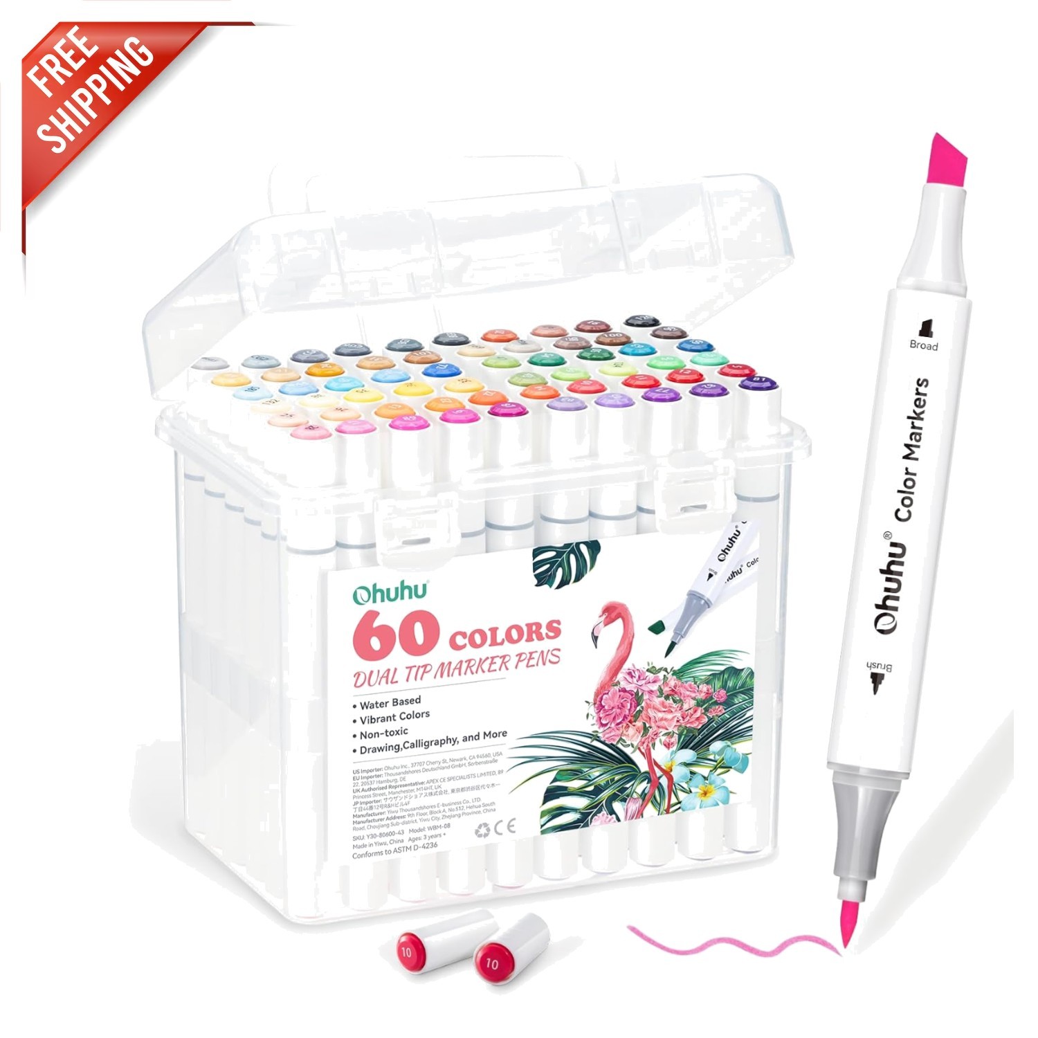 Creative Essentials: 60 Color Water-Based Marker Set for Art