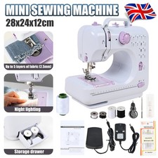 Mini Electric Sewing Machine Portable Overlock Foot Pedals 2 Speeds 12 Stitches