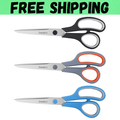 3-Pack Heavy Duty Scissors with Ultra Sharp Blades and Comfort Grip Home 8.5''