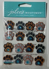 Jolee’s Boutique Glitter Paw Prints Stickers EK Success 16PC 50-21171 Sealed
