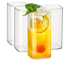 Gläser Set | 4 Stück | 290 ml / 384 ml | quadratisch | Trinkgläser aus Glas