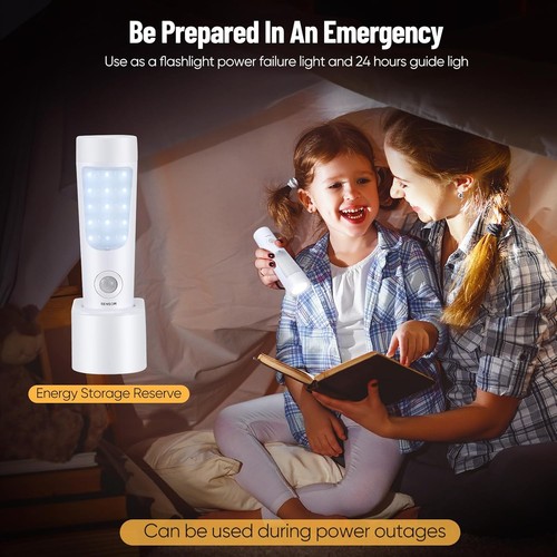 2x Luce Notturna Sensore di Movimento Plug-in - Luce di Emergenza Ricaricabile 4 in 1 - Foto 8 di 9