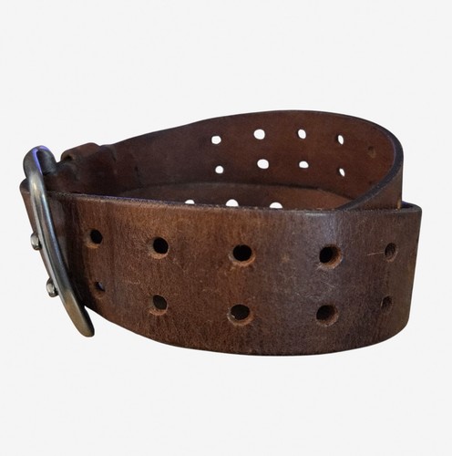 Cinturón de cuero para mujer Lauren Ralph Lauren talla 26-32 latón macizo hebilla de doble punta - Imagen 3 de 4
