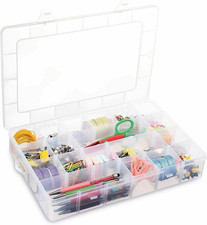 3 Pack Clear Storage Organizer Box with Adjustable Dividers for Tools and Crafts
