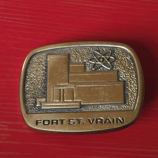 Fort St Vrain Nuclear Power Plant Colorado 1981 Brass Tone Metal Belt Buckle