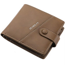 Men'S New Casual Street Style Vintage Short Multi Layer PU Leather Anti-Rfid Wal