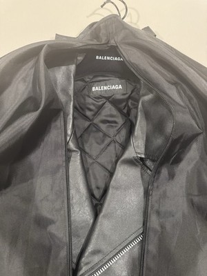BALENCIAGA FW19 BLACK CAMPAIGN LOGO BIKER LEATHER JACKET EU 52 | eBay