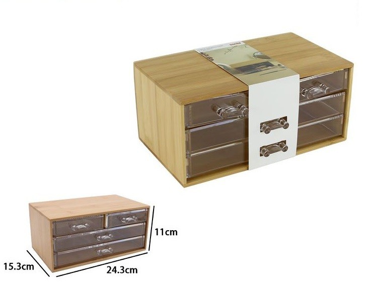 Organizzatore Make-up Eco in Bambù - 3 Cassetti Salvaspazio 24cm 10832
