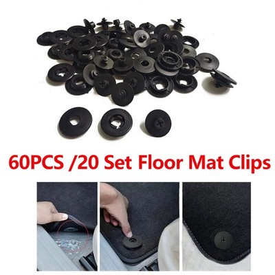 20set Car Fastener Clip Floor Mat Buckle Antiskid Pad Fixed Clamp Retainer Black