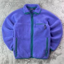 Vintage 90s Patagonia Synchilla Fleece Jacket Purple Teal Full Zip Made in USA