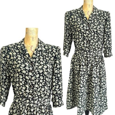 Breli Originals Floral Midi Dress Button-Down Belted Womens Size 14 Silky