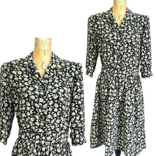 Breli Originals Floral Midi Dress Button-Down Belted Womens Size 14 Silky - Picture 1 of 21