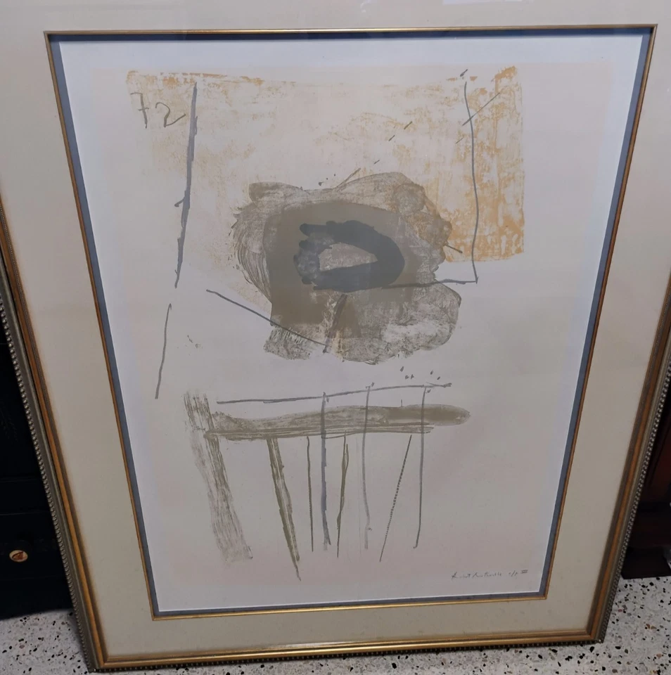 ROBERT MOTHERWELL (1915-1991) LÁPIS EXPRESSIONISTA ABSTRATO IMPRESSÃO ASSINADA 1972 - Imagem 4 de 4