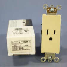 Leviton 16251-I Ivory 15A Decora Receptacle Outlet Nema 5-15R Boxed Commercial
