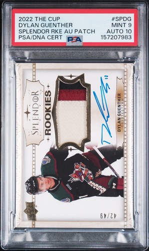 2022 UD THE CUP SPLENDOR ROOKIE AUTO PATCH DYLAN GUENTHER 42/49 PSA 9 AUTO 10