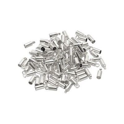 100Pcs Cord End Caps 2.3mm Brass for Jewelry Making 9mm Length White