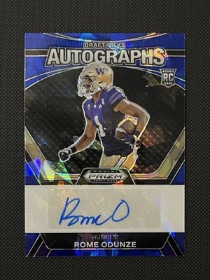 2024 Prizm Draft Picks Rome Odunze Blue Ice /75 #DPA-ROE Rookie Auto RC Bears  