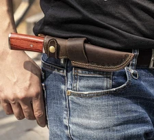 Horizontal Belt Knife Sheath EDC Leather Knife Holster Compact Carry Case