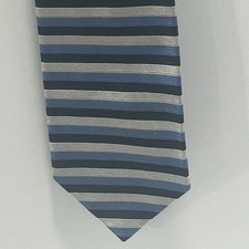 Brooks Brothers Mens 100% Silk Striped Tie Blue Gray USA Made Designer Necktie