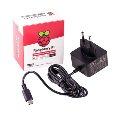 Offizielles Raspberry Pi 4 USB-C Netzteil 5.1V 3A 15.3W schwaz EU