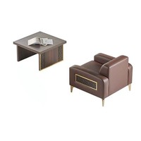 Arbeitszimmer-Set 2Tlg Sessel Mit Couchtisch Wohnzimmer Braun Einfarbig