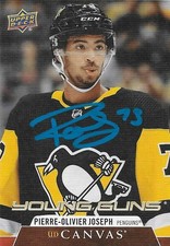 Signed Pierre Olivier Joseph Young Guns Canvas 20-21 UD Pittsburgh Penguins Card