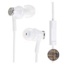Audio-Technica ATH-CK350iS White In-Ear Earphones w/ Mic Remote, 10mm Driver