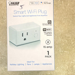 Feit Electric Smart WiFi Plug 120V 15A Alexa Google Voice Timer White Indoor