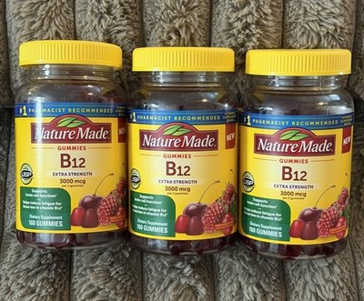 3 Bottles Nature Made B12 Gummies Extra Strength 3000 MCG PER 2 Gummies - 03/28