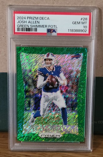 2024 Prizm Deca FOTL Josh Allen 3/12 Green Shimmer Prizm PSA 10 GEM MINT 🔥🔥🔥