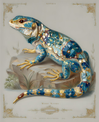 8x10 Blue Jeweled Lizard Art Print - 198362074