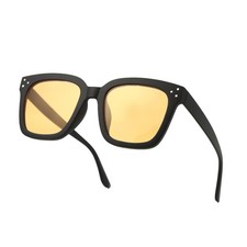 [Puente] Sunglasses For Men And Women - Stylish, Matte Black, Light Orange, Ora_