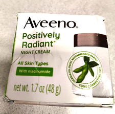 Aveeno Positively Radiant Night Cream 1.07oz All Skin Types With Niacinamide New
