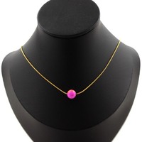 Halskette 1 Perle Jaspis Rosa Gelb 8 Mm. Kette Aus Edelstahl Anpassbare GrößE.