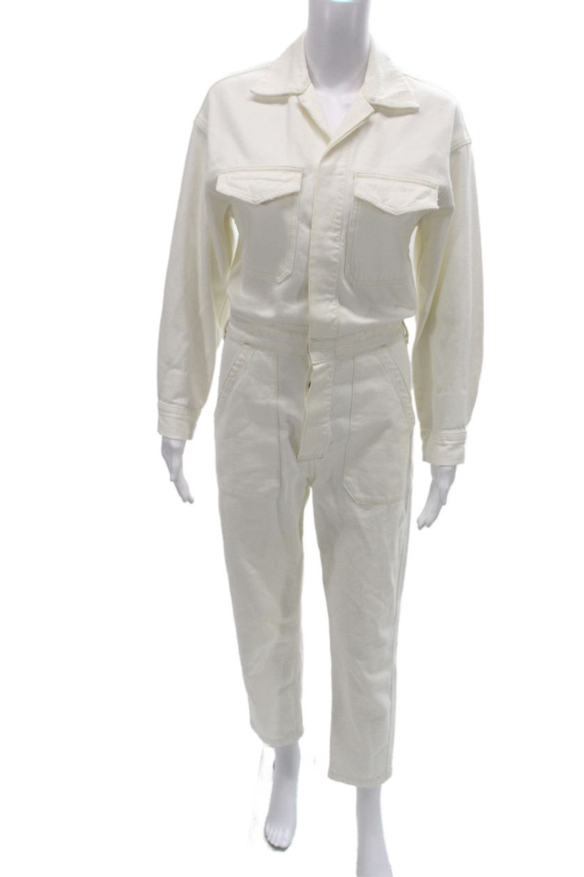 Citizens of Humanity Womens Collared Long Sleeve White Jumpsuit Size XSFree Shipping in US $100+ Orders | $6.95 Orders Below