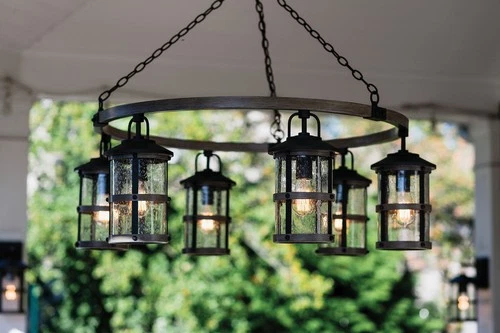 Hinkley Lighting 2689-LL Lakehouse 120v 6 Light 42"W Open Air - Black - Picture 2 of 9