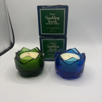 VTG Avon Sparkling Jewels Stackable Candles Garlandia Fragrance And Soft Floral