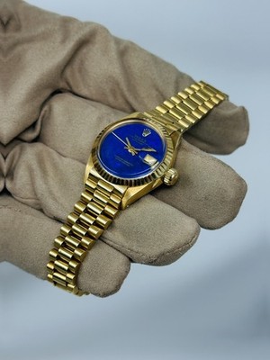 Rolex 6917 Factory Lapis Dial Datejust 26MM Yellow Gold Excellent
