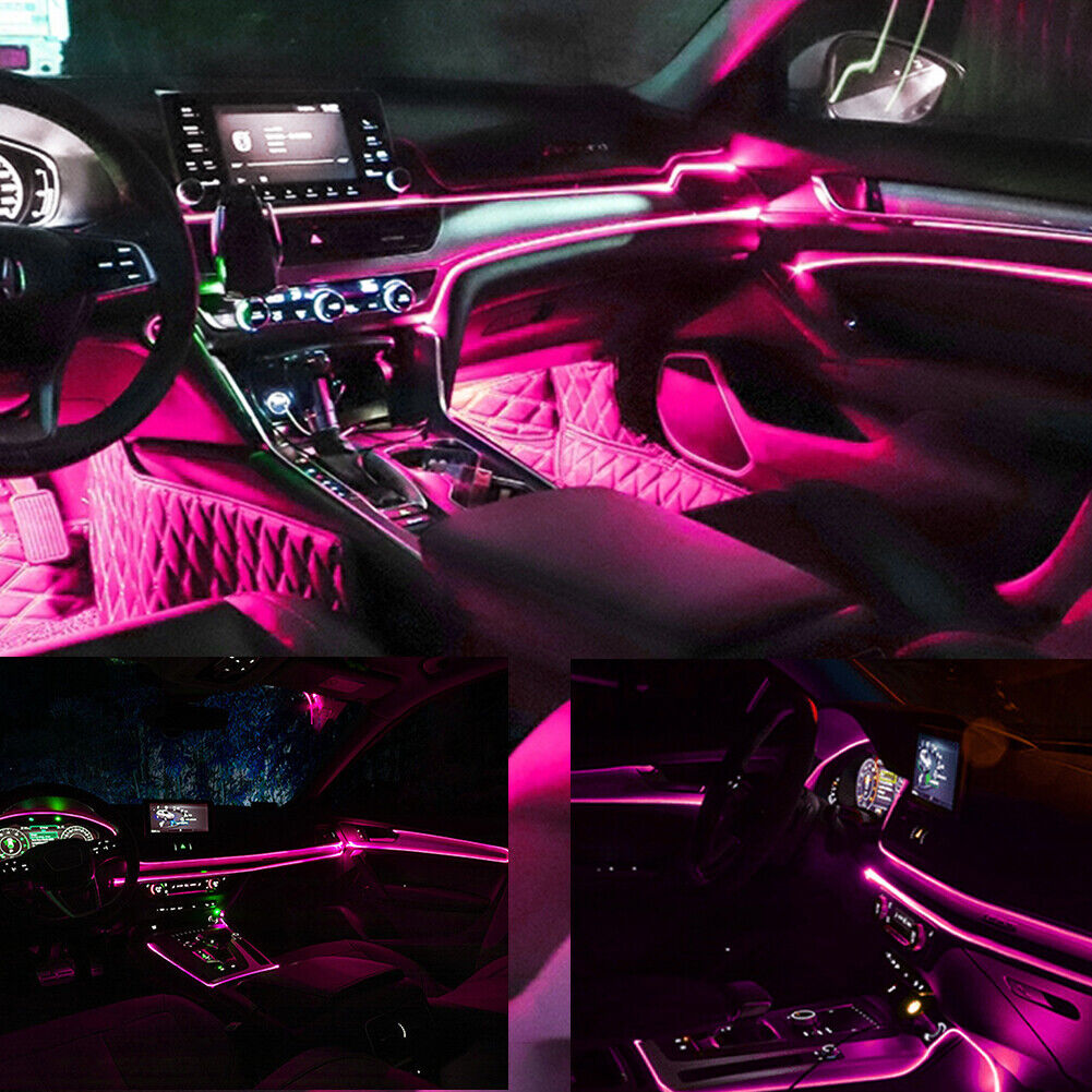 Pink LED Auto Car Interior Decor Atmosphere Wire Strip Light Lamp  Accessories