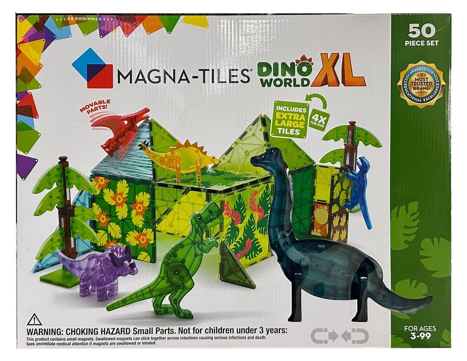 Набор магнитов Magna-Tiles Dino World XL из 50 предметов