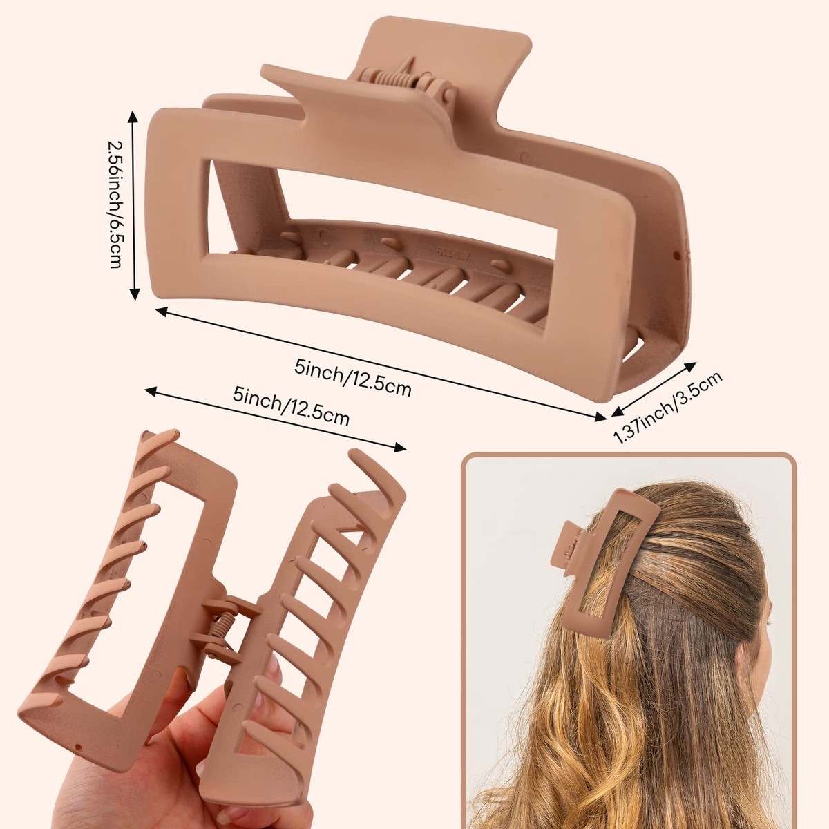 Acrylic Hair Claw Clips Trendy Non-Slip Clamps for Thick Thin Hair Chunky Amazon.com : 2 Pack Hair Claw Clips for Women, Acrylic Claw  main image 2