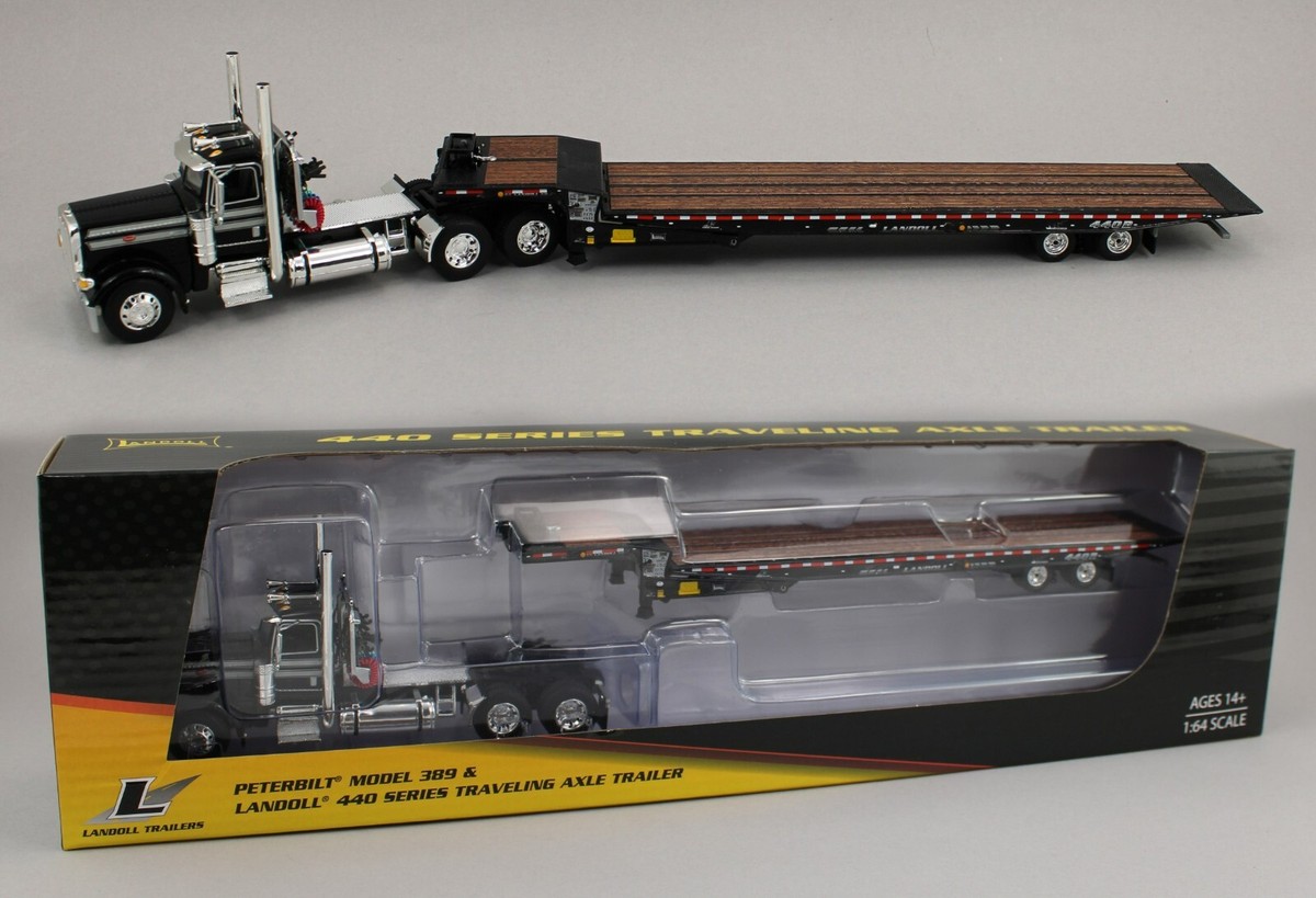 Peterbilt MODEL 389 トレーラーミニカー DCP 1/64 Black Red Silver Tri-Axle 389 Peterbilt Semi Truck