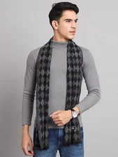 Winter Checked Plaid Wool 100% Cashmere India Made Reversible Scarf Scarves Warm