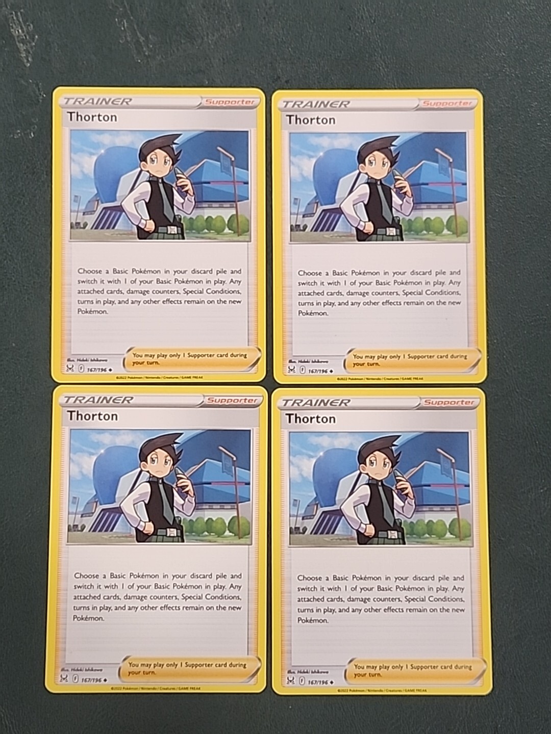 4x Thornton 167/196 x4 Sword & Shield Lost Origin Pokemon TCG - Playset ...