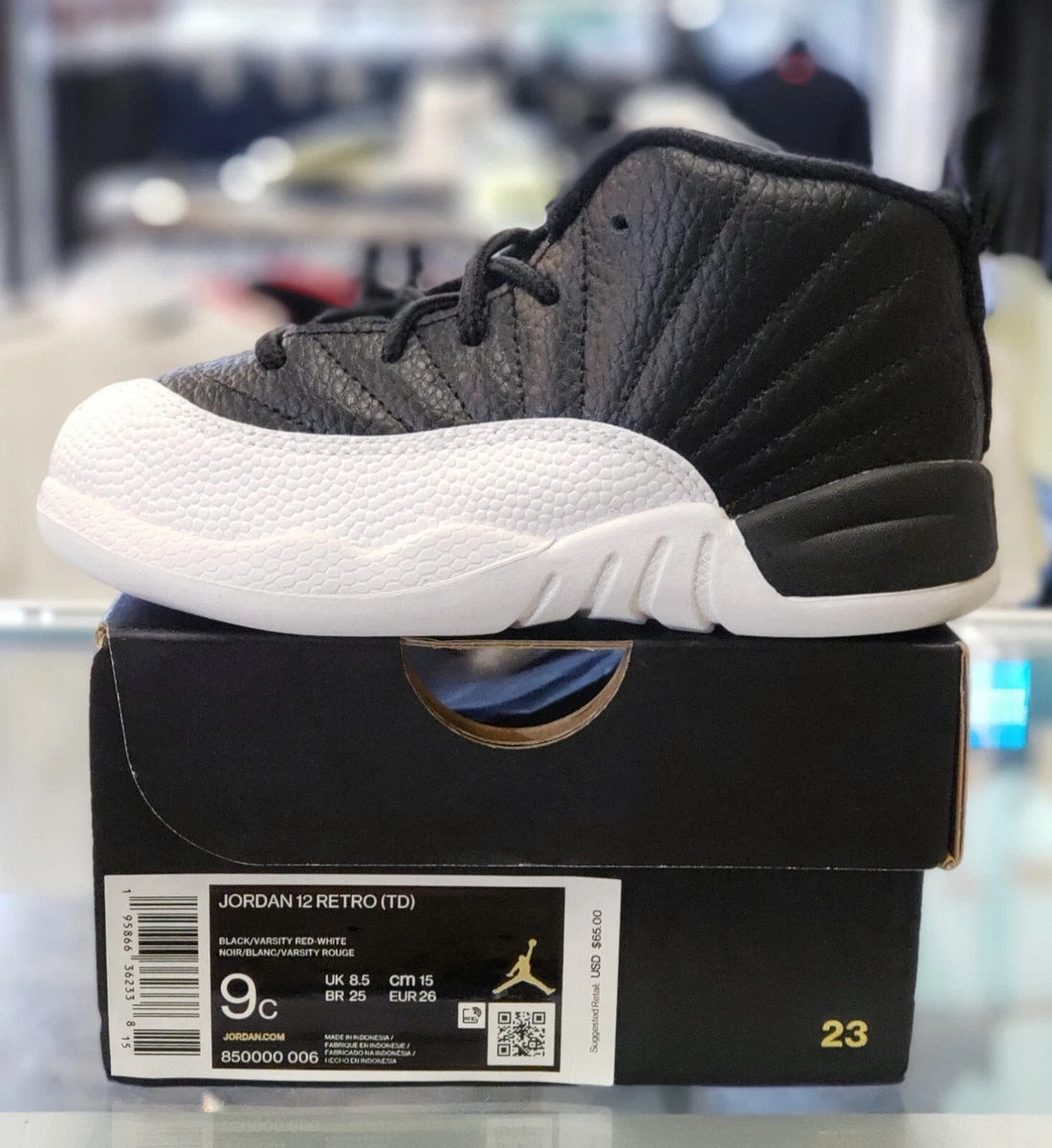 AIR JORDAN 12 RETRO (TD ) PLAYOFFS 2022 SZ. 9C 850000-006 DS Black  195866362338 | eBay