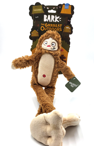 BarkBox Hairy Henderson Bigfoot Plush Squeaky Tug & Shake Dog Toy 17" - Afbeelding 4 van 13