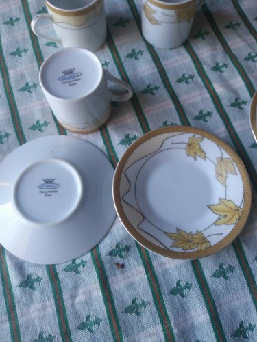 Leaf Porcelain Tea Coffee Cups, Saucers Elegancy China set gold free shipping - Picture 2 of 5