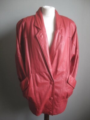 VINTAGE ROTE LEDERJACKE NEW WAVE 10 90er 80er WILSONS THINSULATE Parka warm