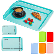 Rectangle Plastic Serving Tray Durable Non Slip Buffet Food Tea Party Glass Tray